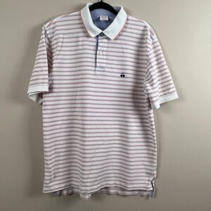 Brooks Brothers Performance Polo Original Fit Polo Large White Orange Blue Men's